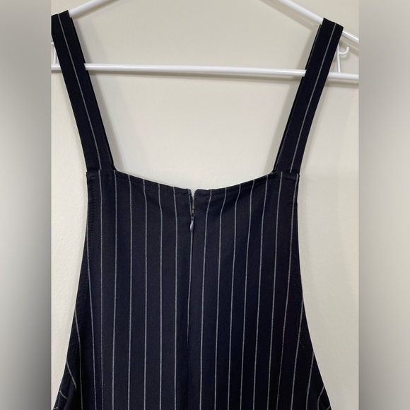 Navy Pinstripe Jumpsuit Navy Blue White Striped Romper Size M - Picture 13 of 14